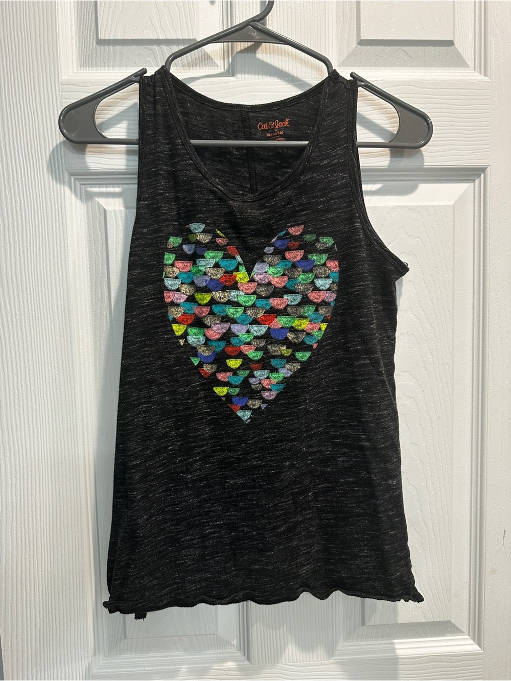 Cat & Jack Black Girls' Tank Top with Multicolor Heart Graphic
